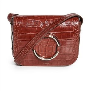 Frame Le Ring Saddle Bag Crossbody Croc Leather